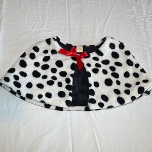 Source Unknown Black & White Dalmatian Print Kids Cape with Red Bow